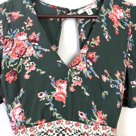 Floral Maxi Dress Green Romper Size Small - Picture 5 of 8